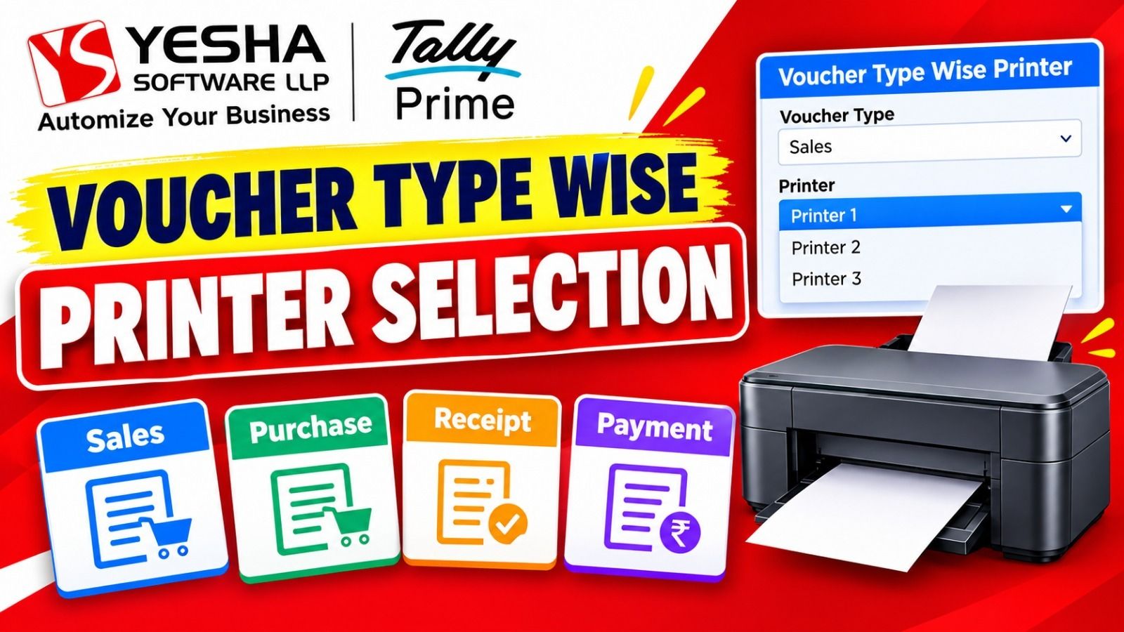 Voucher Type Wise Printer Selection in TallyPrime using TDL  price